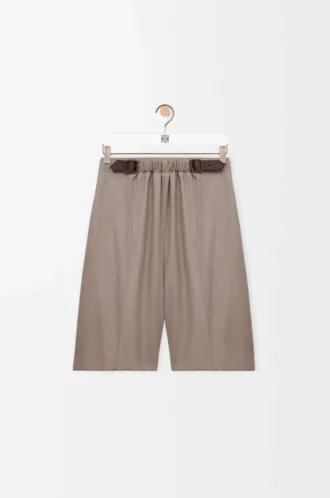 Shorts mit Gürtel aus Wolle Beige Melange