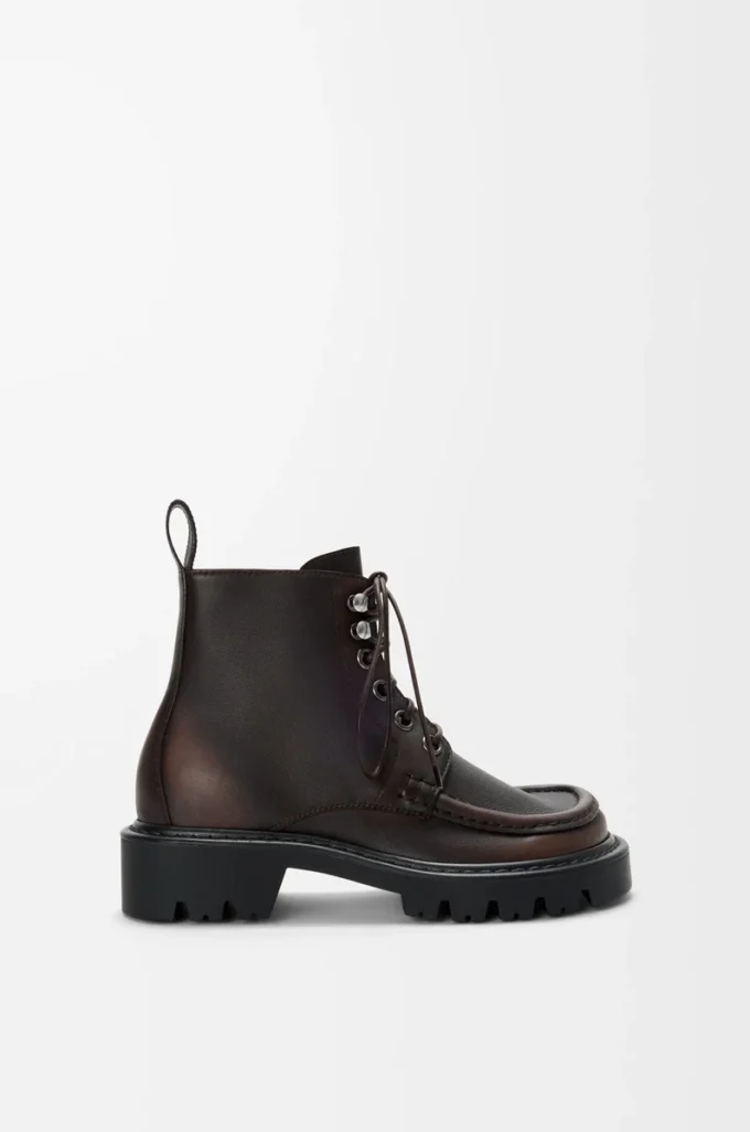 Sierra Combat-Stiefelette aus gebürstetem Kalbsleder Dunkelbraun