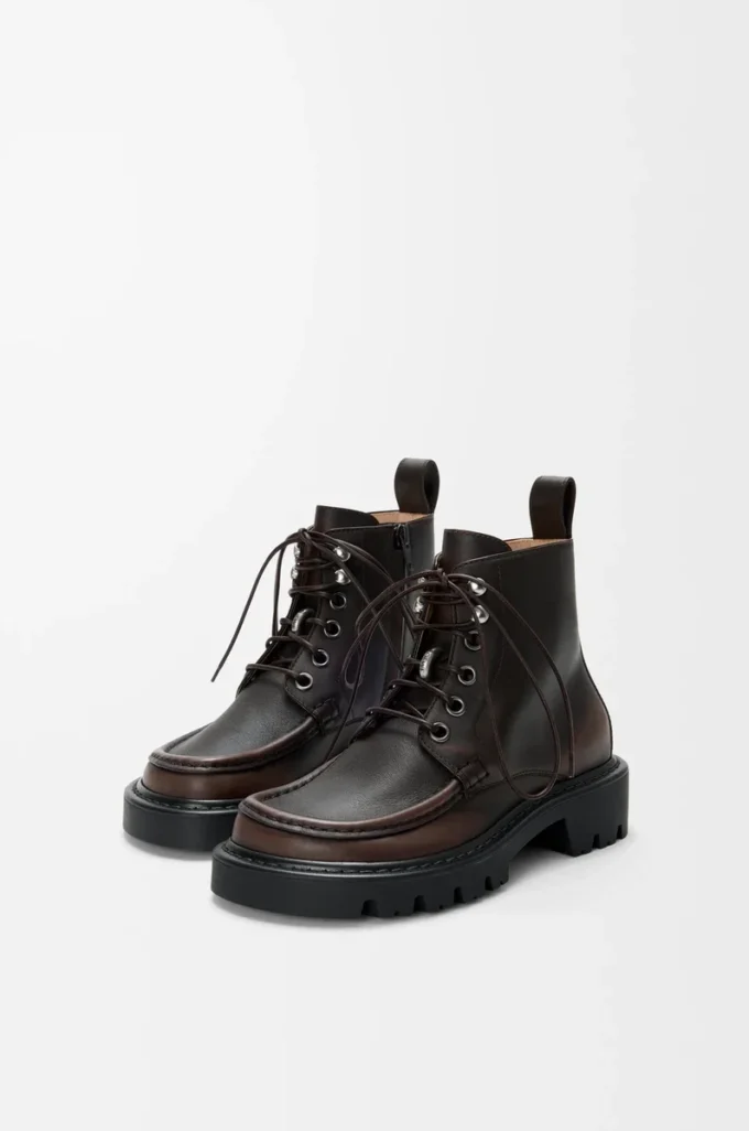 Sierra Combat-Stiefelette aus gebürstetem Kalbsleder Dunkelbraun