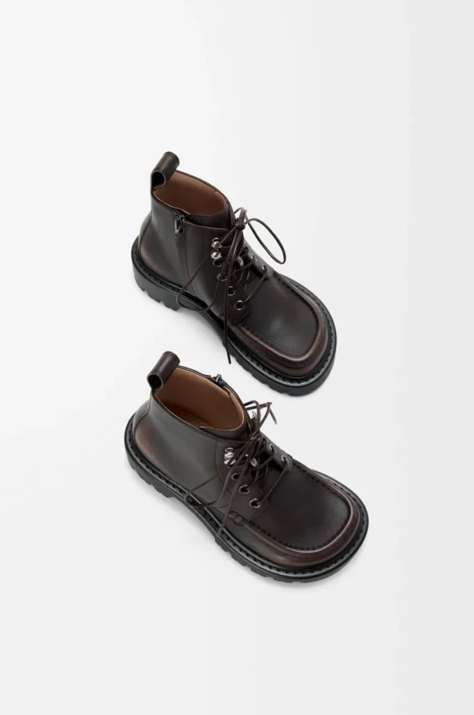 Sierra Combat-Stiefelette aus gebürstetem Kalbsleder Dunkelbraun