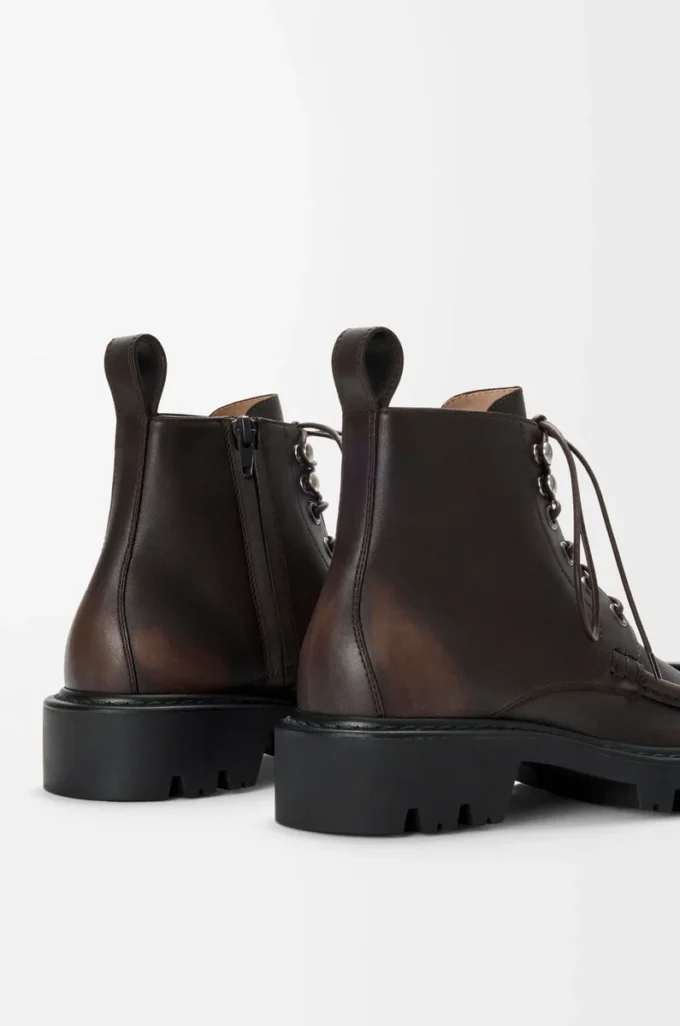 Sierra Combat-Stiefelette aus gebürstetem Kalbsleder Dunkelbraun