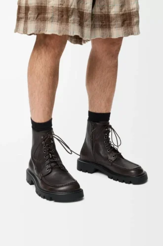 Sierra Combat-Stiefelette aus gebürstetem Kalbsleder in Dunkelbraun