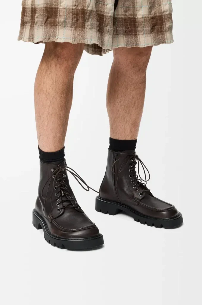 Sierra Combat-Stiefelette aus gebürstetem Kalbsleder in Dunkelbraun