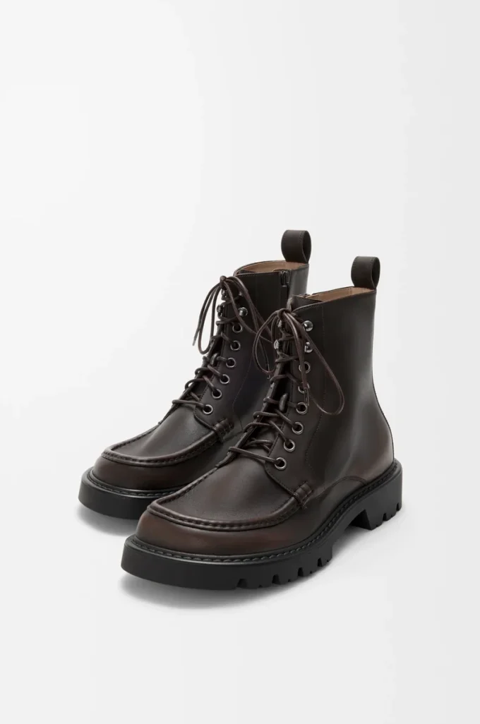 Sierra Combat-Stiefelette aus gebürstetem Kalbsleder in Dunkelbraun