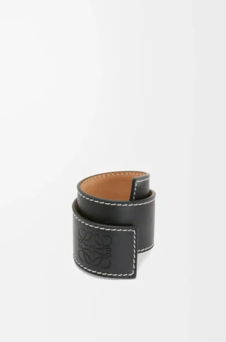 Slap-Armband aus Kalbsleder in Schwarz