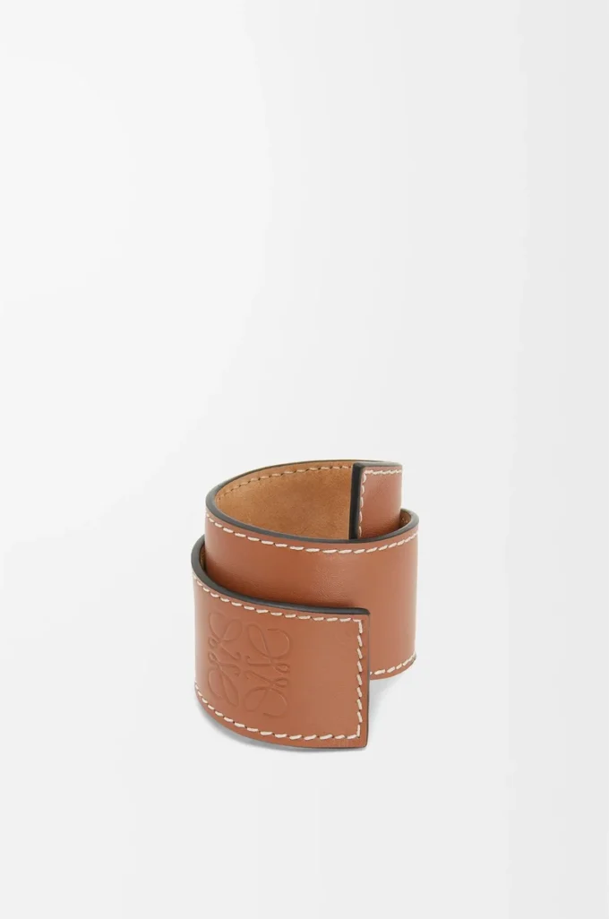 Slap-Armband aus Kalbsleder in Tan