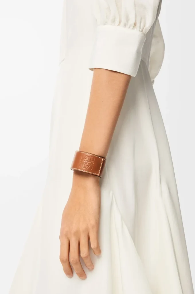 Slap-Armband aus Kalbsleder in Tan
