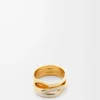 Stapelring aus Sterlingsilber und Emaille Gold/Elfenbein