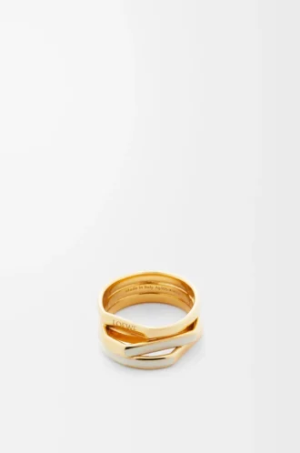 Stapelring aus Sterlingsilber und Emaille Gold/Elfenbein