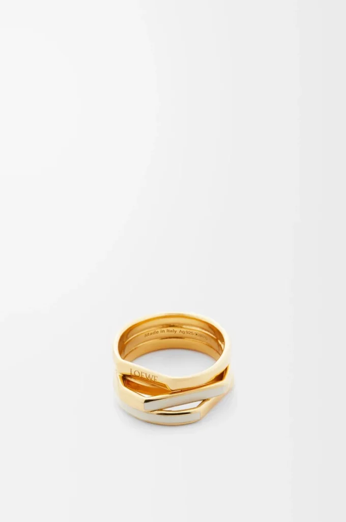 Stapelring aus Sterlingsilber und Emaille Gold/Elfenbein
