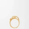 Stapelring aus Sterlingsilber und Emaille Gold/Elfenbein