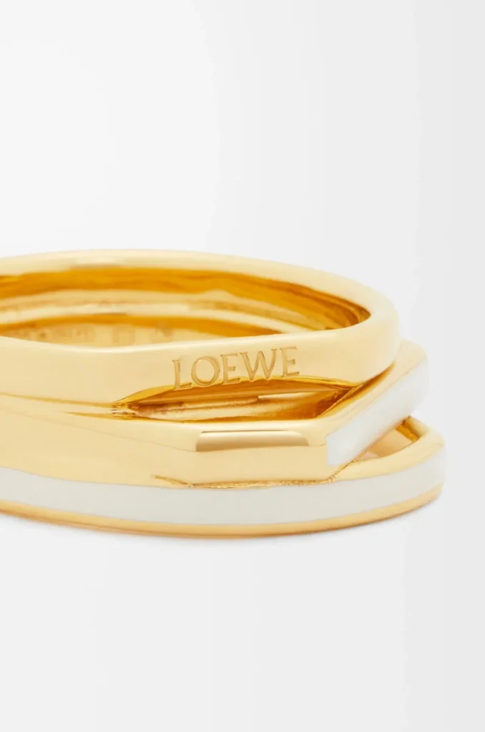 Stapelring aus Sterlingsilber und Emaille Gold/Elfenbein