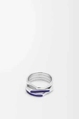 Stapelring aus Sterlingsilber und Emaille Silber/Blau