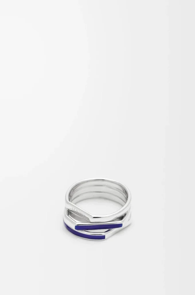 Stapelring aus Sterlingsilber und Emaille Silber/Blau