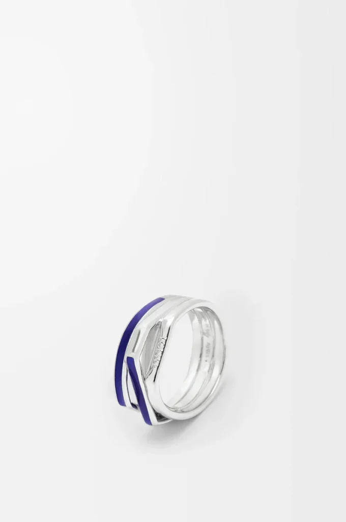 Stapelring aus Sterlingsilber und Emaille Silber/Blau