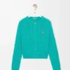 Strickjacke aus Baumwolle in Türkis
