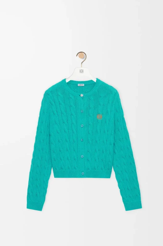 Strickjacke aus Baumwolle in Türkis