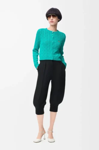 Strickjacke aus Baumwolle in Türkis
