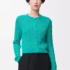 Strickjacke aus Baumwolle in Türkis