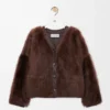 Strickjacke aus Lammfell Braun