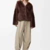 Strickjacke aus Lammfell Braun