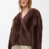 Strickjacke aus Lammfell Braun