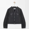 Strickjacke aus Nappalammleder in Schwarz