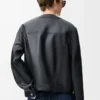 Strickjacke aus Nappalammleder in Schwarz