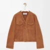 Strickjacke aus Toffeefarbenem Lammfell