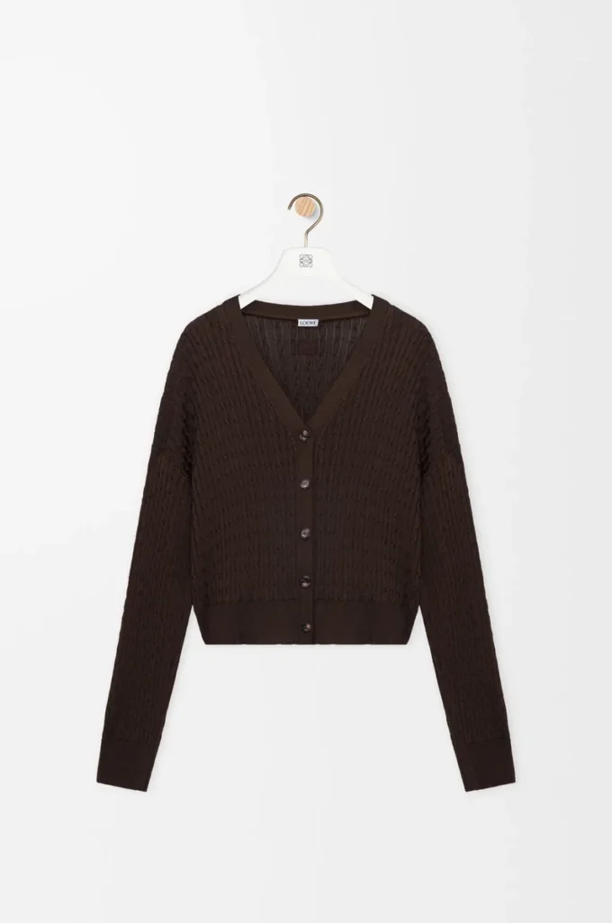 Strickjacke aus Viskose Dunkelbraun