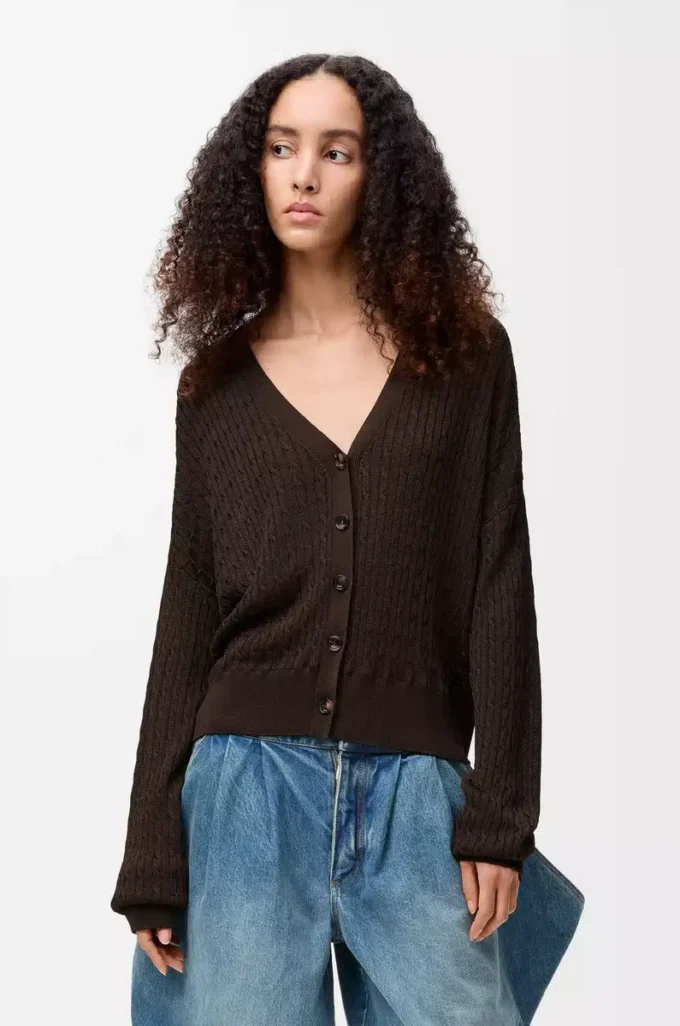 Strickjacke aus Viskose Dunkelbraun