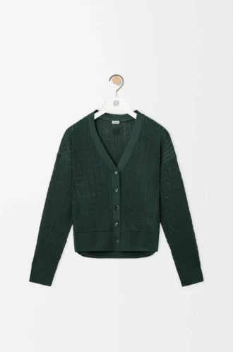 Strickjacke aus Viskose Dunkelgrün