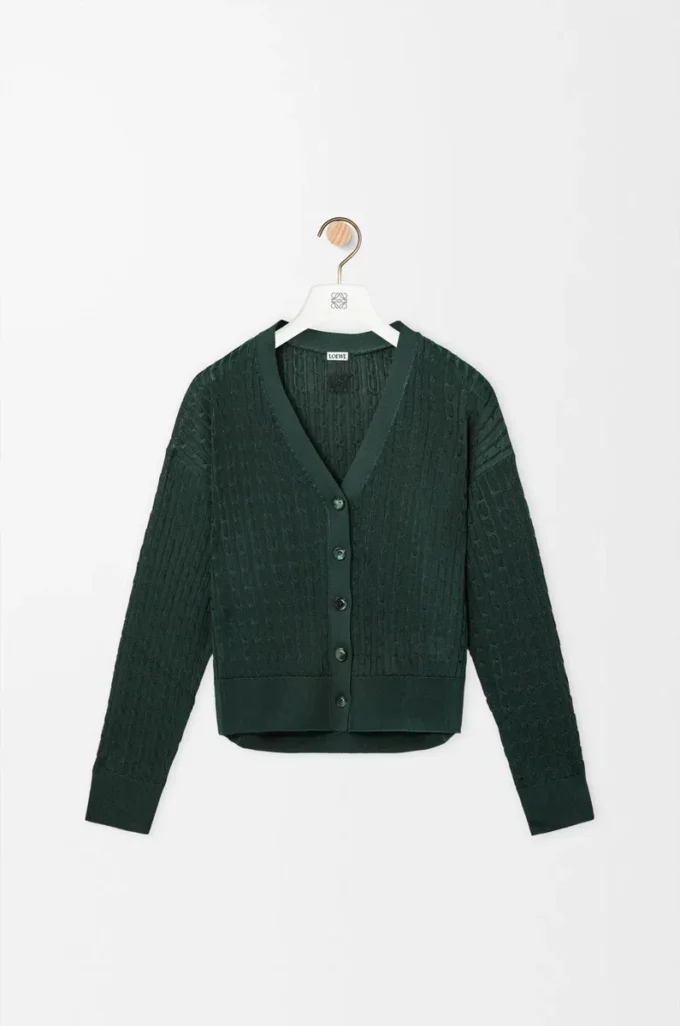 Strickjacke aus Viskose Dunkelgrün