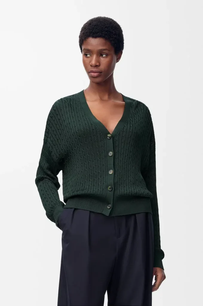 Strickjacke aus Viskose Dunkelgrün
