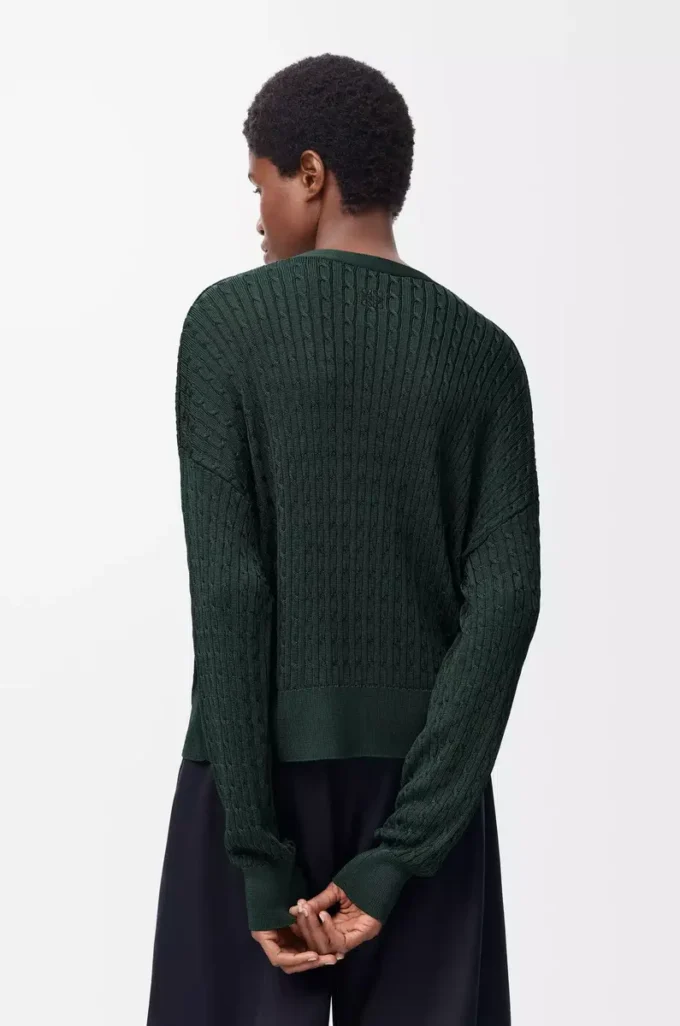 Strickjacke aus Viskose Dunkelgrün