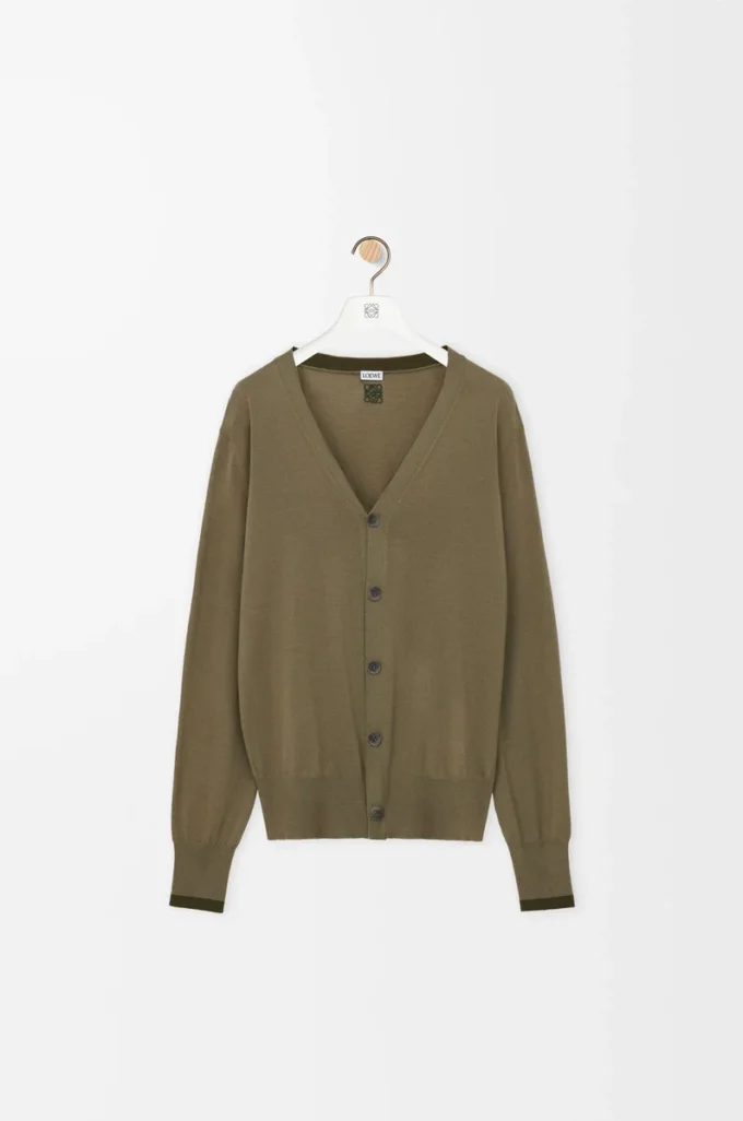 Strickjacke aus Wolle Grün/Khakigrün