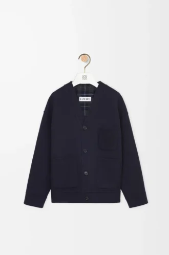 Strickjacke aus Wolle und Kaschmir Marineblau/Grau