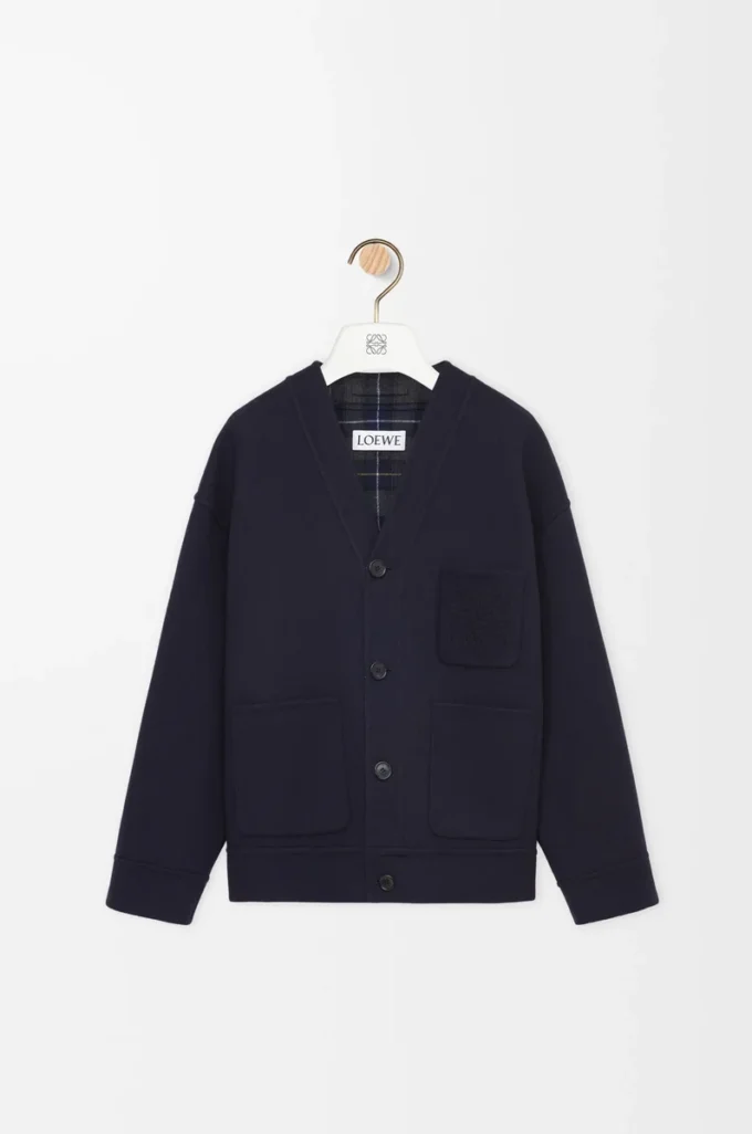 Strickjacke aus Wolle und Kaschmir Marineblau/Grau
