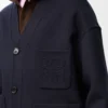 Strickjacke aus Wolle und Kaschmir Marineblau/Grau