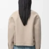 Strickjacke aus Wolle und Kaschmir Sandstein/Weiß