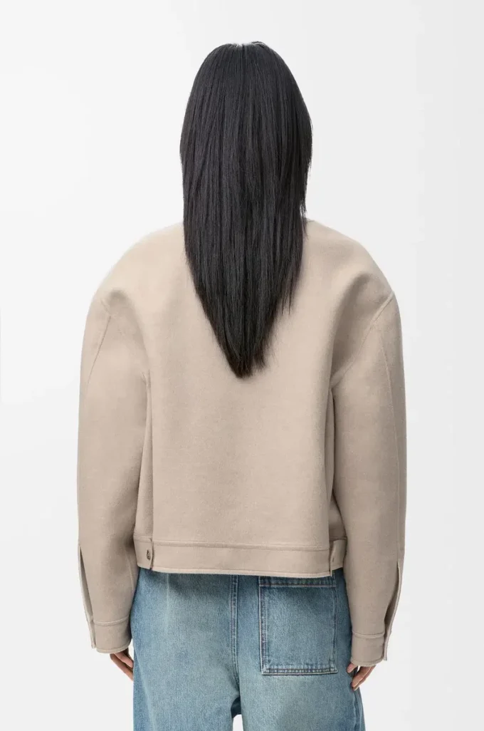 Strickjacke aus Wolle und Kaschmir Sandstein/Weiß