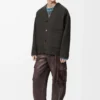 Strickjacke aus Wolle und Seide Khaki-Braun/Blau