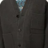 Strickjacke aus Wolle und Seide Khaki-Braun/Blau