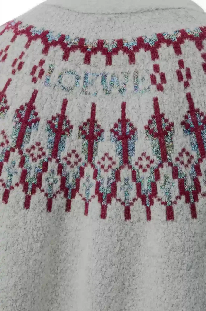 Strickjacke aus Wollmischung Hellgrau/Mehrfarbig