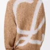 Strickjacke mit Reißverschluss aus Baumwolle, Leinen und Wolle Beige