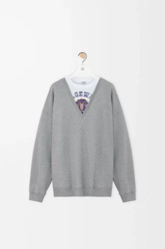 Sweatshirt aus Baumwolle in Grau meliert