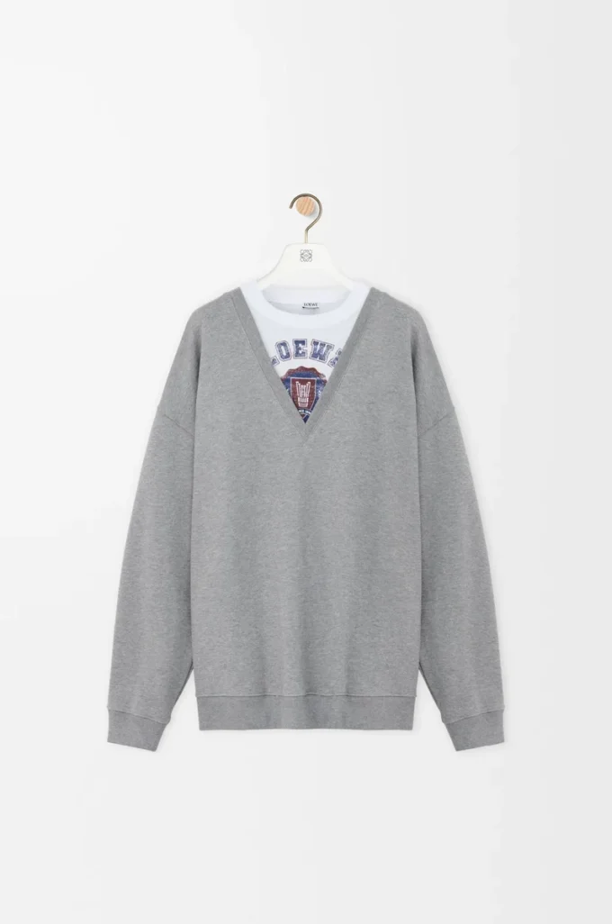 Sweatshirt aus Baumwolle in Grau meliert