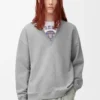 Sweatshirt aus Baumwolle in Grau meliert