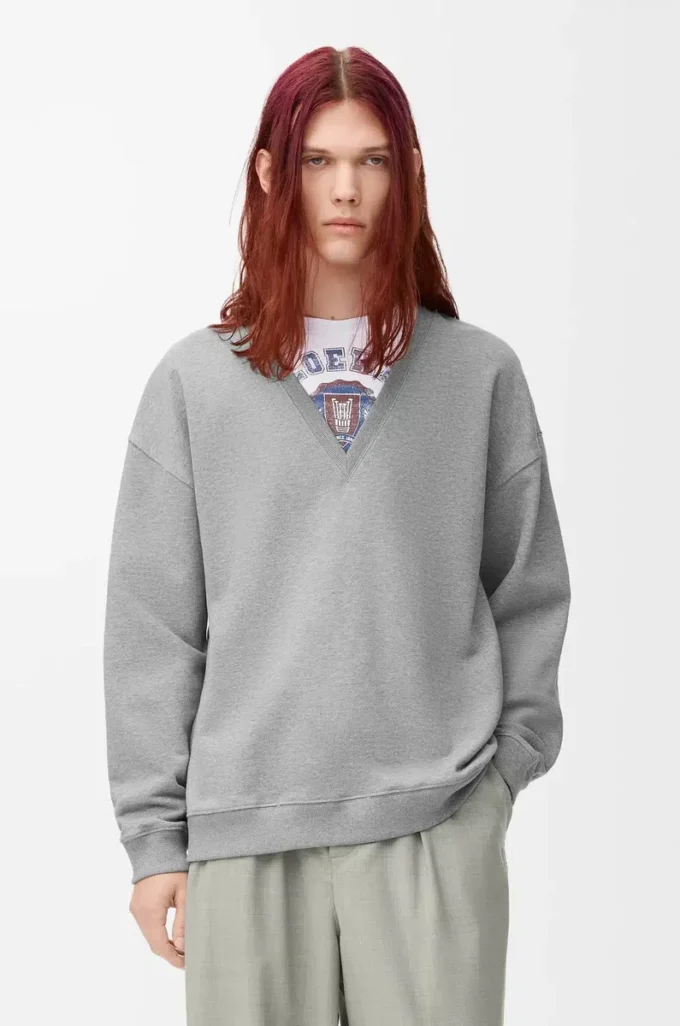 Sweatshirt aus Baumwolle in Grau meliert