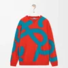 Sweatshirt aus Wolle und Baumwolle Blau/Orange